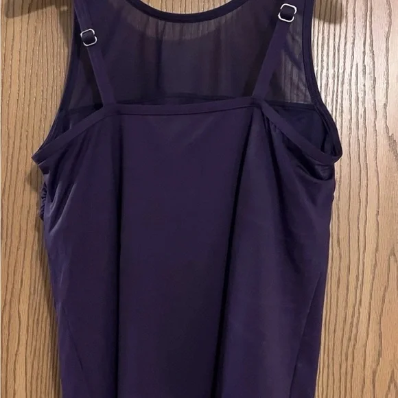Lands' End Tankini Swimsuit Mesh Top Size 14 Modest Purple Mesh Neckline NWOT - Picture 2 of 2